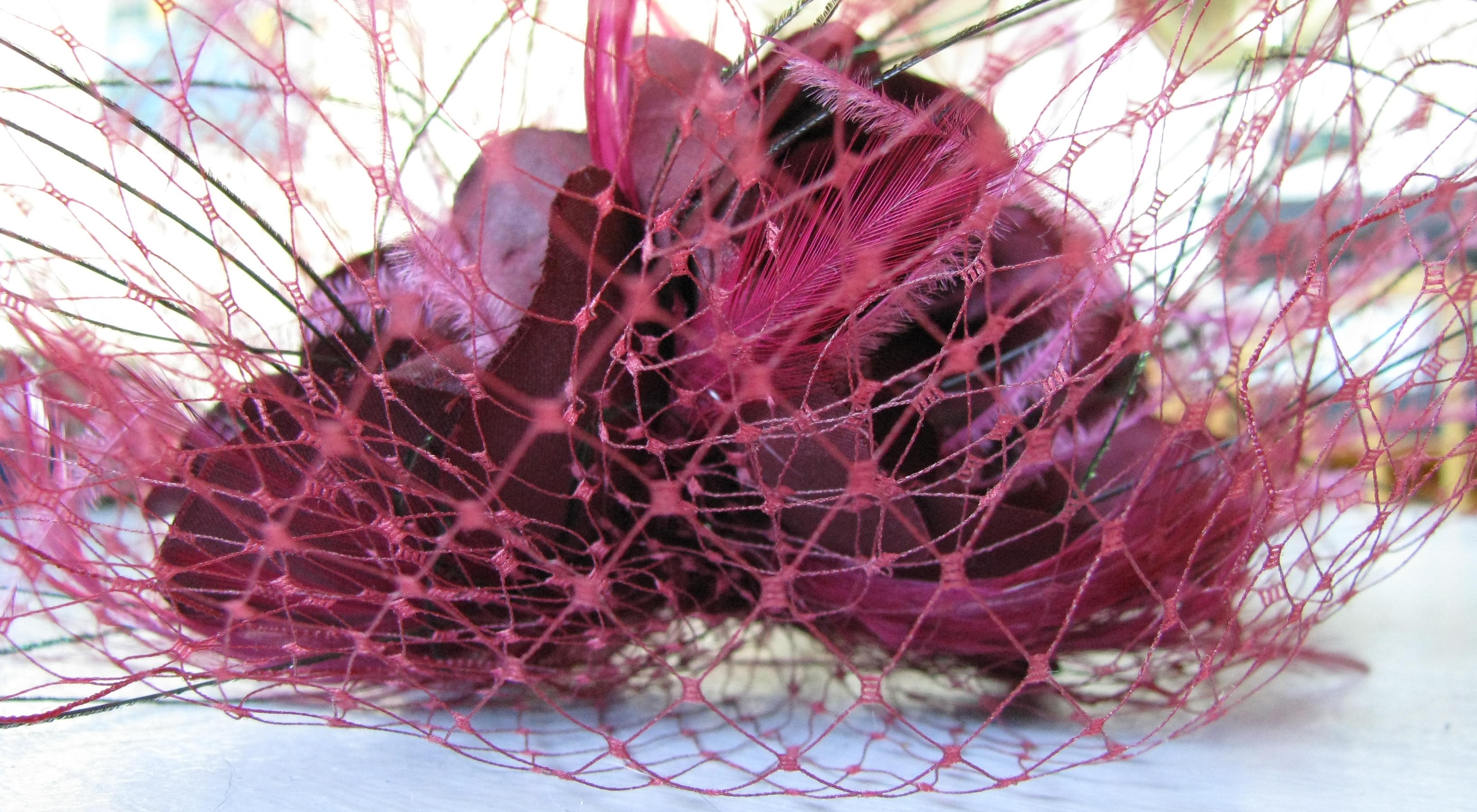 red feathered headpiece