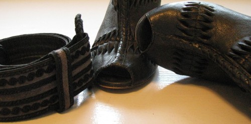 vintage ysl belt open toe boots